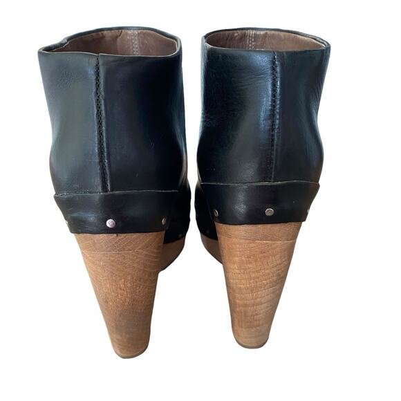 Marni Black Leather Studded Peep Toe Wooden Heel Platform Shoes size 37 US 7 - Picture 5 of 9